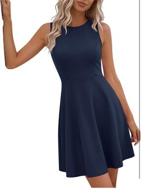 Sleeveless Navy Fit & Flare Dress